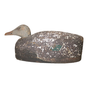 Antique Hand Carved Wood Folk Art Usable Black Duck Decoy Bird Sculpture Unique
