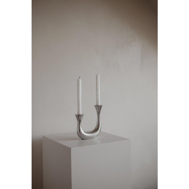 Mid-Century Modern Sculptural Harmony Double Taper Candelabra For Sale - Image 3 of 10