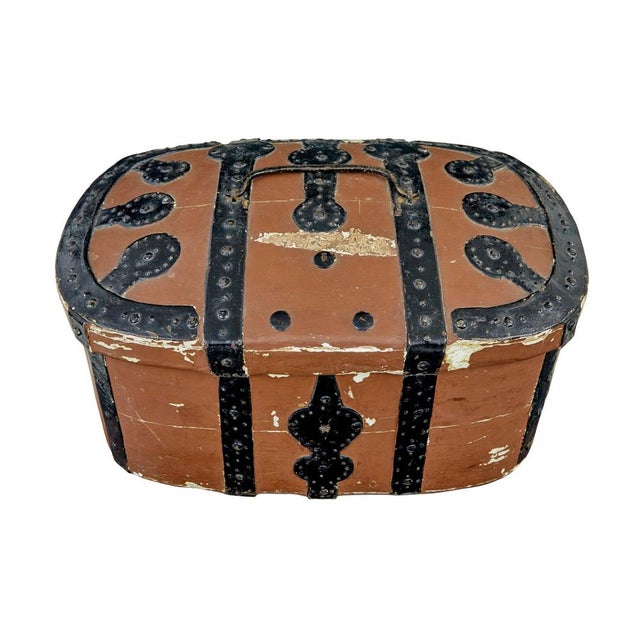 Wood Swedish Brown Painted Shaped Strong Box, 1860 For Sale - Image 7 of 8