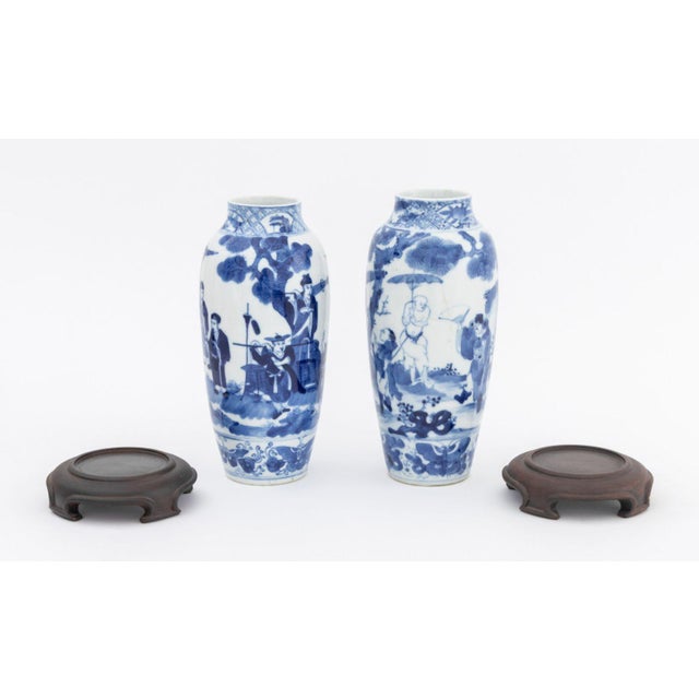 Chinese Blue & White Porcelain Vases, Near Pair For Sale - Image 10 of 12