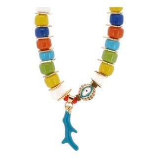 Mystic Energy Multicolor Evil Eye Choker Necklace For Sale