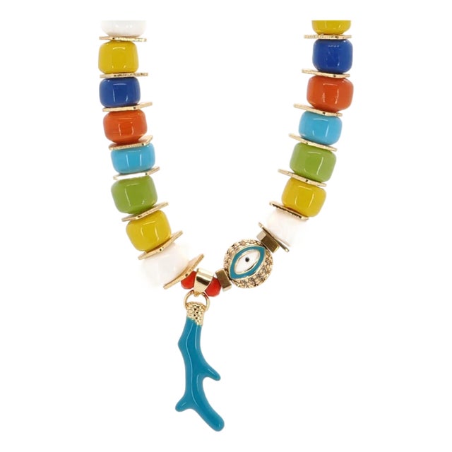 Mystic Energy Multicolor Evil Eye Choker Necklace For Sale