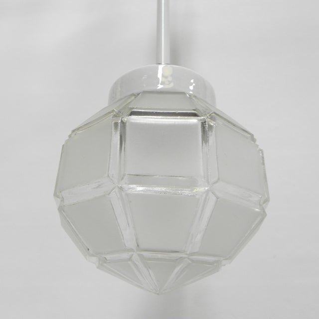 Glass Art Deco Hanging Lamp with Octagonal Frosted Glass Shade, 1930s For Sale - Image 7 of 18