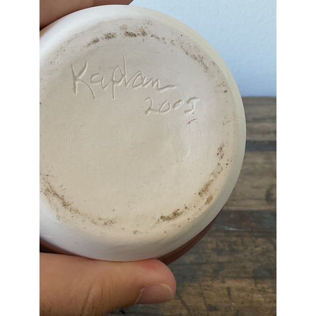 Mid-Century Modern Vintage Original Studio Pottery Pleated Vase For Sale - Image 3 of 12