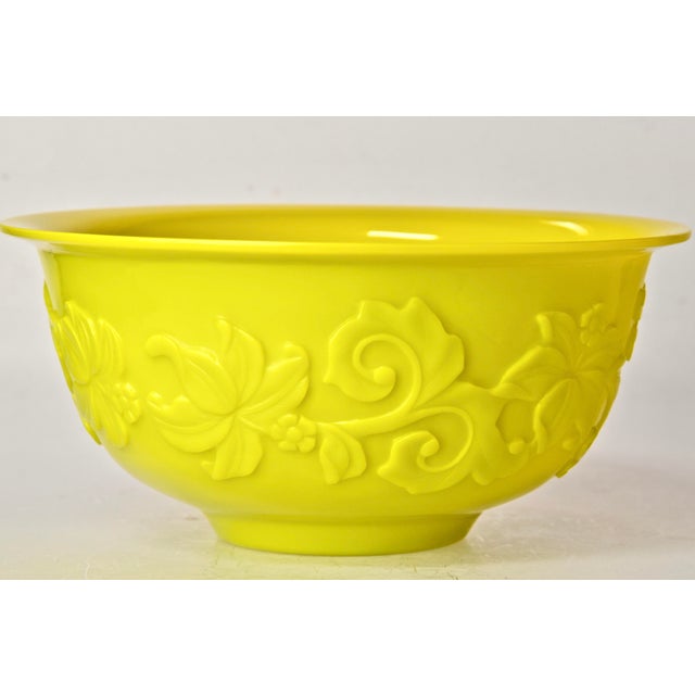 Mid 20th Century Large Peking Yellow Glass Bowls a Pair Chairish