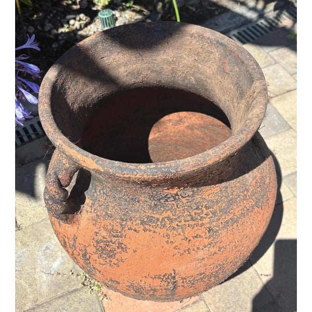 Vintage Mediterranean Terracotta Amphora Urn Planter With Aged Patina For Sale - Image 9 of 11