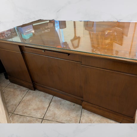 Wood 1950s Jofco Brand Walnut Executive Office Desk For Sale - Image 7 of 12