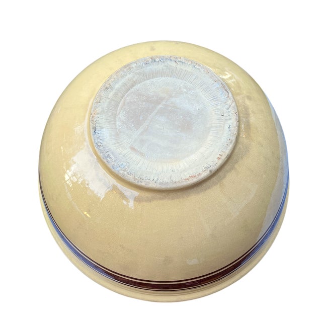 Weller Pottery Largest Antique Weller Pottery #16 Yellow Ware Striped Farmhouse Bowl For Sale - Image 4 of 6