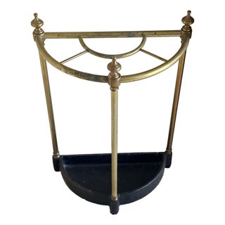 Antique Brass and Cast Iron Stick Stand For Sale