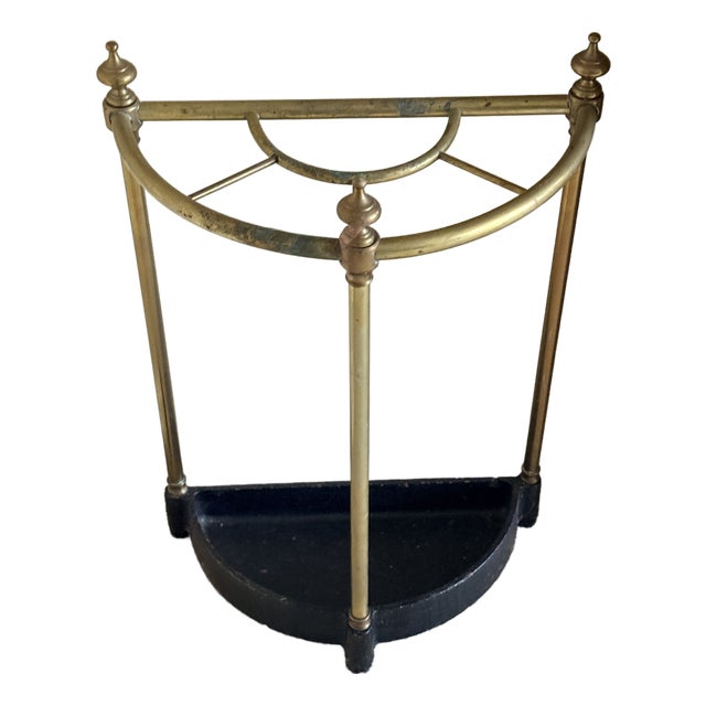 Antique Brass and Cast Iron Stick Stand For Sale