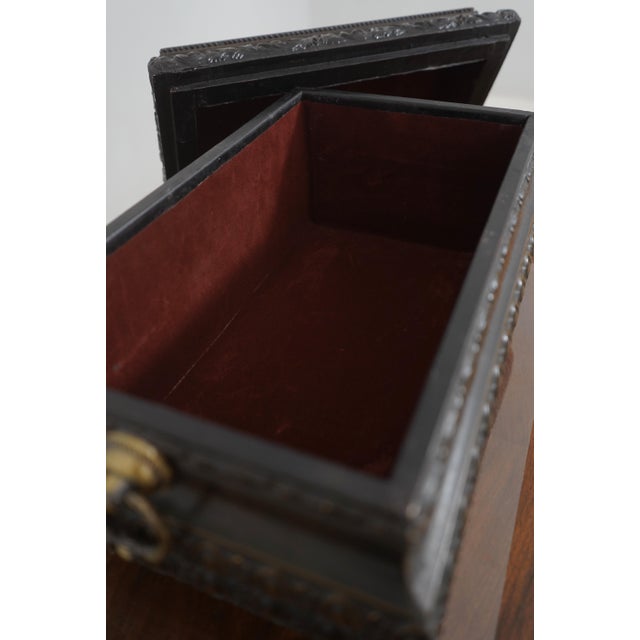 Brown Ornately Carved Regency Style Lidded Box For Sale - Image 8 of 12