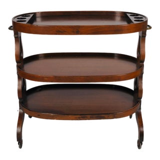 Late 20th Century Judson Rothschild Style Walnut Three-Tier Bar Cart for the Rothschild Collection For Sale