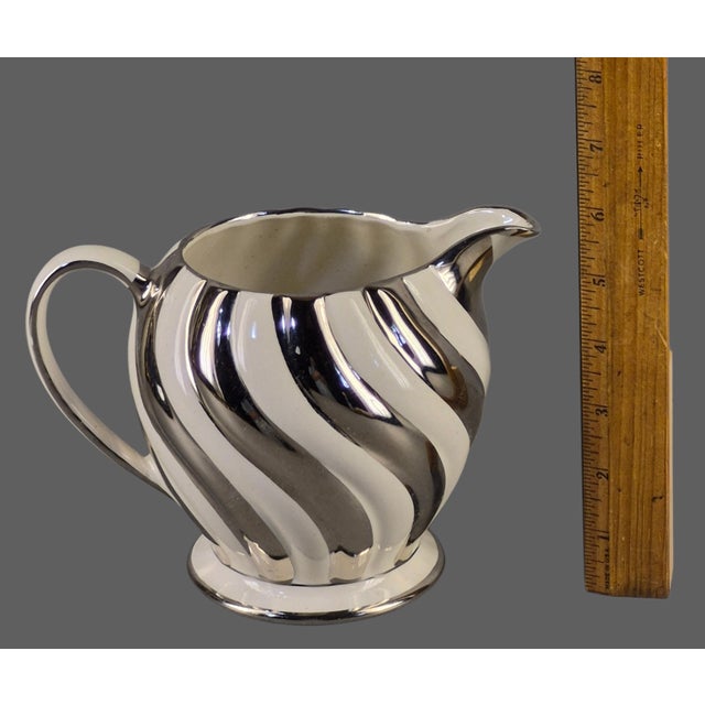 Sadler China Vintage Sadler England Silver & Cream Swirl Porcelain Milk Pitcher For Sale - Image 4 of 9