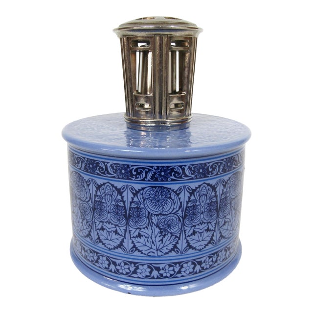 Revol for Lampe Berger French Porcelain Fragrance Lamp in Blue Floral For Sale