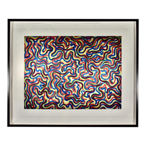 Sol Lewitt "Curvy Brushstrokes" Large Etching With Aquatint, Framed 1997 Original Print