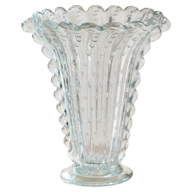 Italian Murano Bullicante Glass Vase Attributed to Barovier & Toso, 1930s For Sale