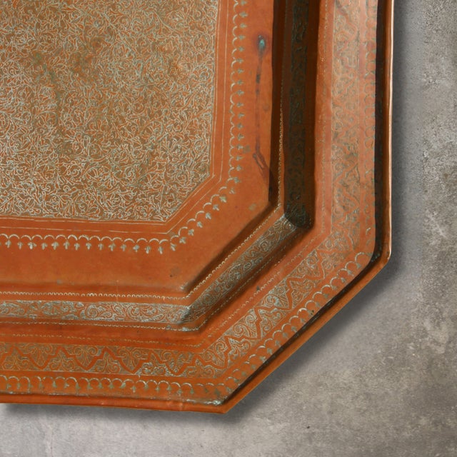 Copper Sheet Tray with Engraved Pattern, 1970s For Sale - Image 3 of 10