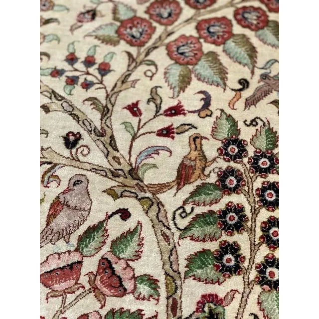 Textile Persian Silk QUM Rug - 4'3" X 6'7" For Sale - Image 7 of 8