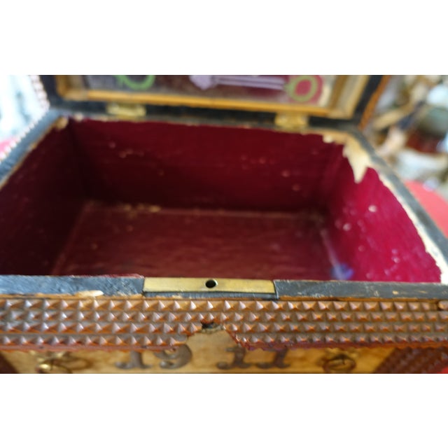 Folk Art Sewing Box, 1890s For Sale - Image 4 of 6