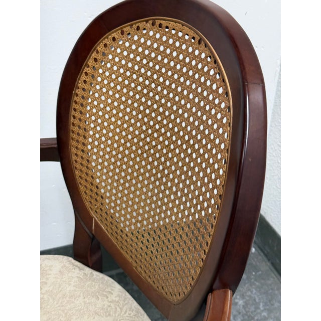 Wood Bombay Company Traditional Oval Cane-Back Armchair For Sale - Image 7 of 12
