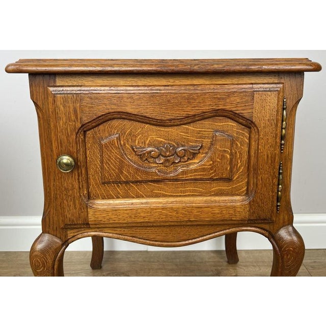 Wood Vintage French Louis Oak Nightstands, Set of 2 For Sale - Image 7 of 15