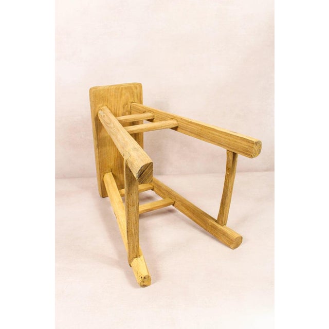 Vintage Rustic Stool in Elm For Sale - Image 4 of 5