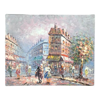 1970s Caroline Burnett 8" X 10" Impressionistic Oil Painting of Old Paris For Sale