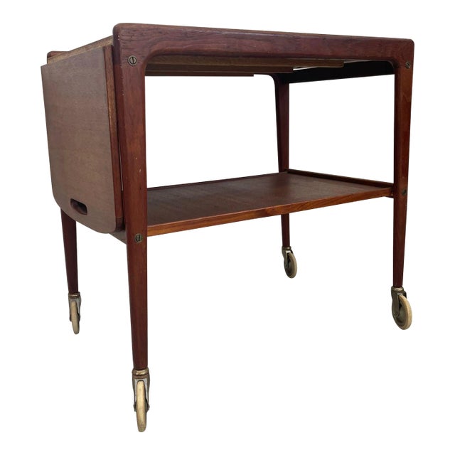 1960s Vintage Mid Century Danish Modern Bar Cart Yngve Ekstrom Style. For Sale