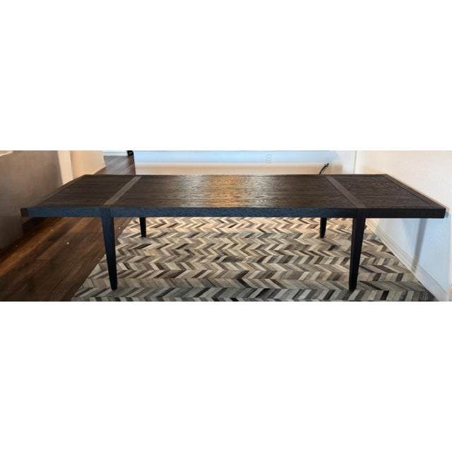 Restoration Hardware French Contemporary Black Oak Extension Dining Table - 84"-132" For Sale - Image 11 of 13