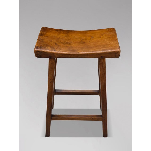 Antique High Stools in Elm, 1890, Set of 2 For Sale - Image 3 of 9
