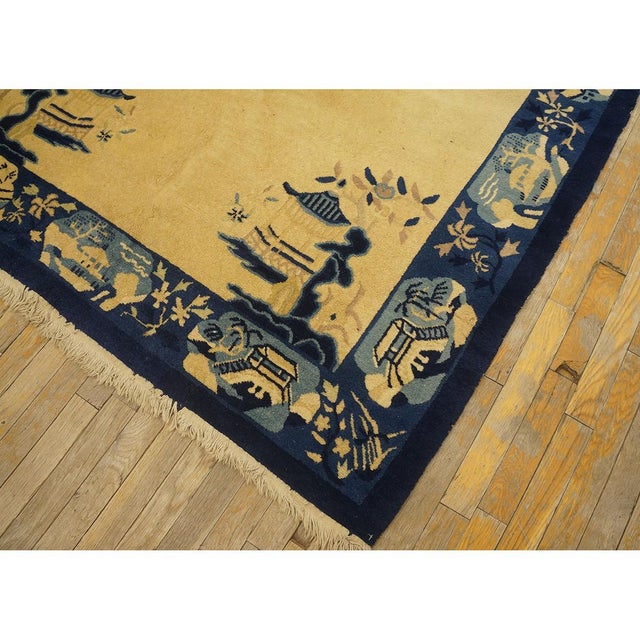 Chinese 1920s Beige Open Field Traditional Antique Chinese Peking Carpet 5' X 7'10" Rug For Sale - Image 3 of 10