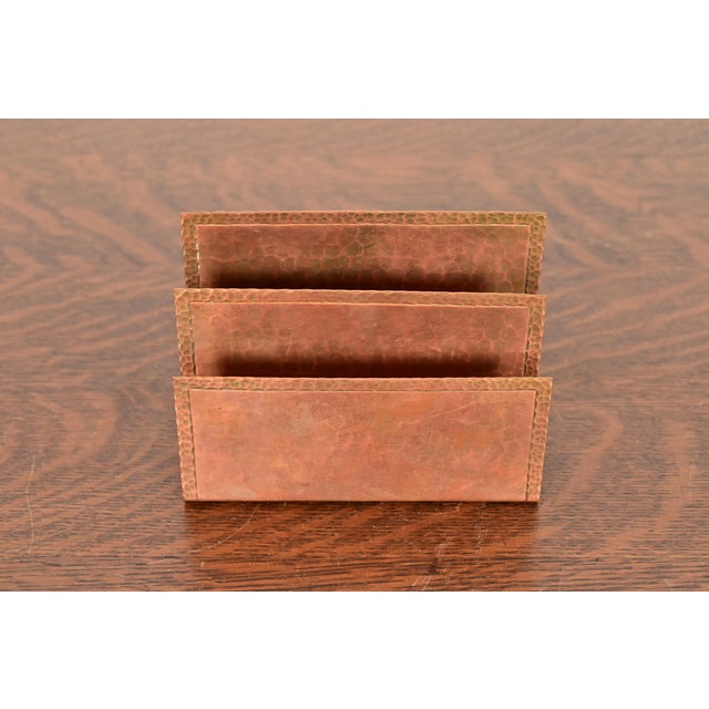 Art Deco Roycroft Arts & Crafts Hammered Copper Letter Rack For Sale - Image 3 of 13
