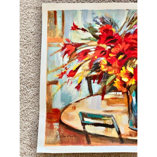 Contemporary Signed and Numbered Seriolithograph “Red and Yellow Flowers” by Michael Milkin For Sale - Image 3 of 11