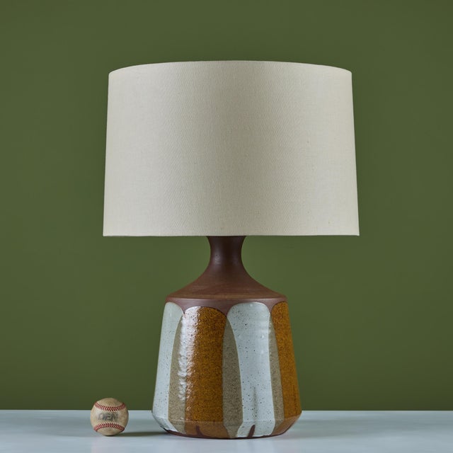 David Cressey David Cressey Stoneware Flame Glaze Table Lamp For Sale - Image 4 of 12