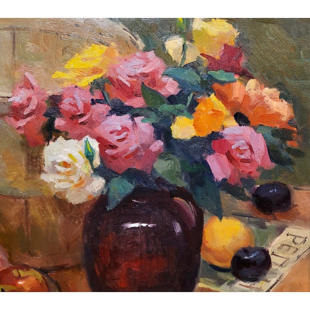 Sunny Apinchapong-Yang - Still Life of Roses & Apples -Oil Painting For Sale In Los Angeles - Image 6 of 10