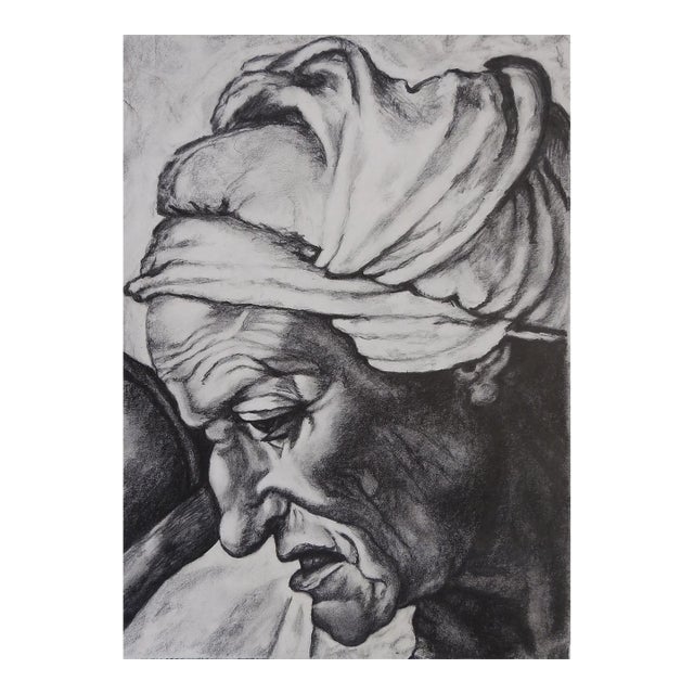 Vintage Mid 20th Century Pencil Study Old Master Portrait Drawing For Sale