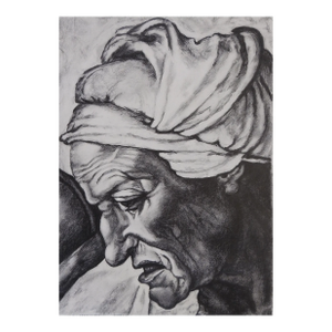Vintage Mid 20th Century Pencil Study Old Master Portrait Drawing