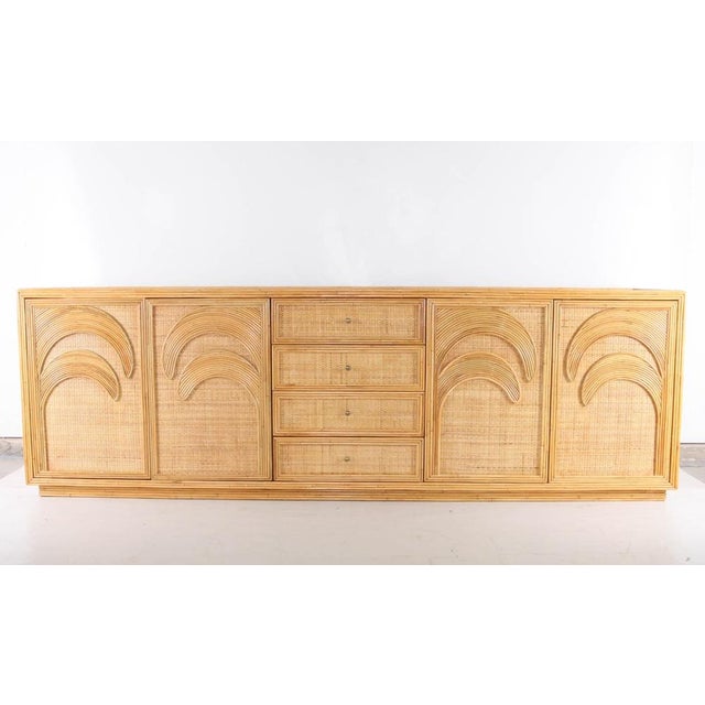 Wood Palm Tree Sideboard in Rattan and Raffia For Sale - Image 7 of 18