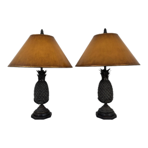 Pair of Vintage Bronze Pineapple Form Table Lamp