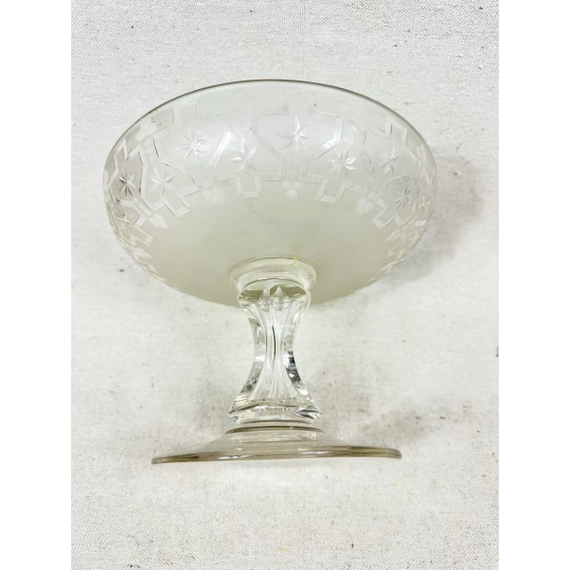 Vintage Etched Glass Compote For Sale - Image 4 of 7