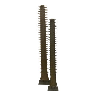 Set of 2 Faux Sawfish Bill Rostrums on Metal Stands, 1980s For Sale