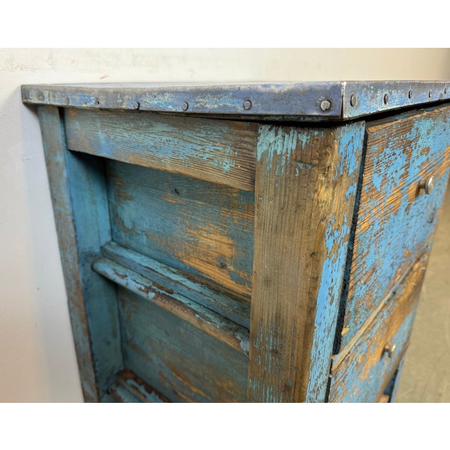 Industrial Blue Wood Chest of Drawers, 1950s For Sale - Image 12 of 18