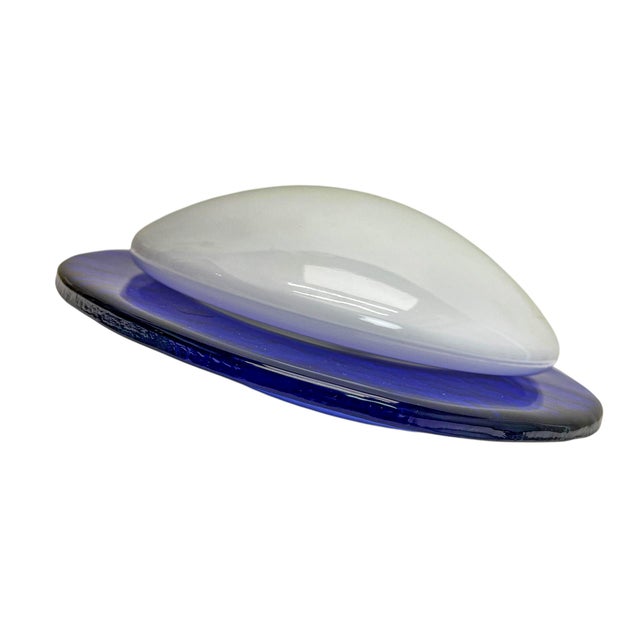 Italian Blue and White Round Vetri Murano Wall Light, 1980s For Sale - Image 12 of 15