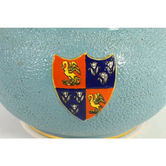 A rare English ceramic tobacco jar / humidor Flattened ball shape with very appealing light blue glaze and textured...