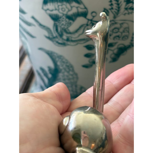 Late 20th Century Miniature Whimsical Italian Silver Tone Snail Figurine With Crystal Made in Italy For Sale - Image 4 of 6