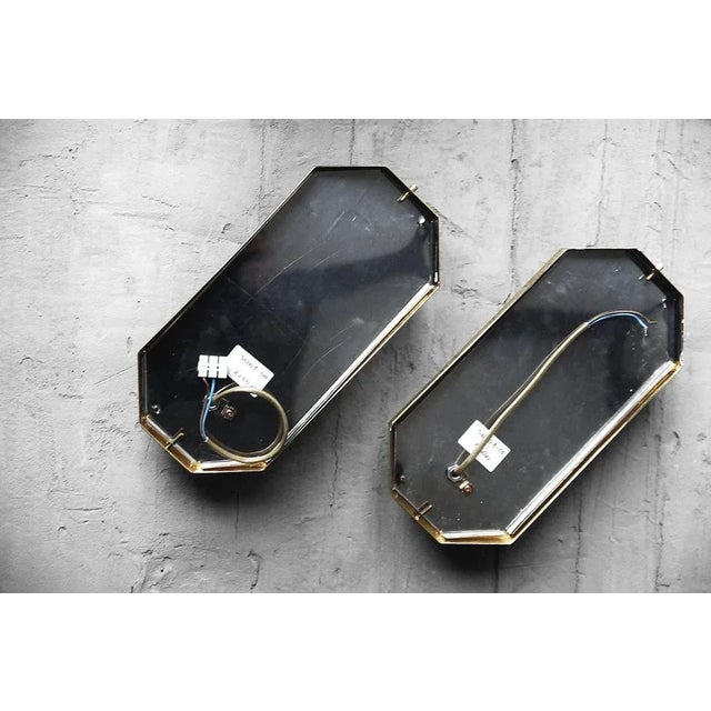 Metal Mid-Century Modern Geometric Sconces in Brass, 1970s, Set of 2 For Sale - Image 7 of 11