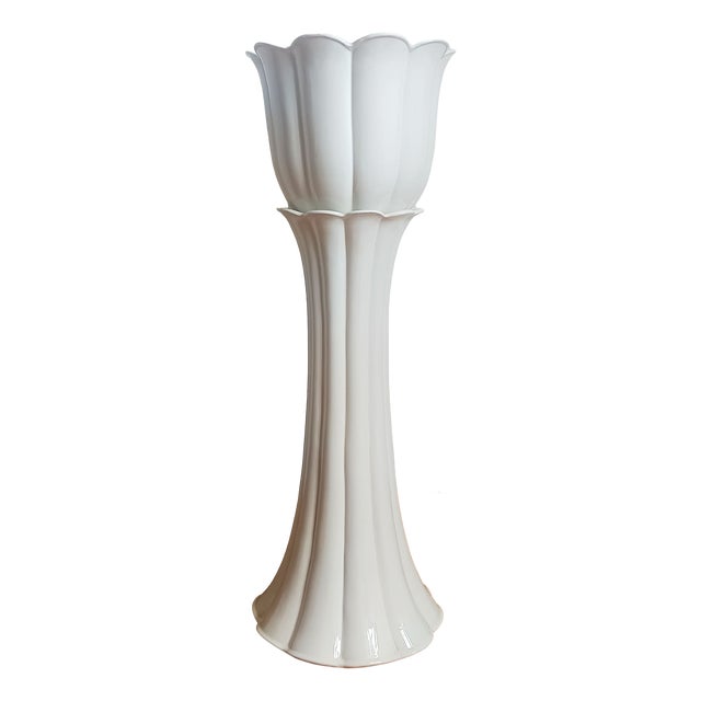 Vintage Italian Earthenware Planter on Stand, 1970s For Sale