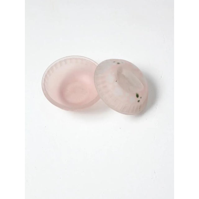 Vintage Pink Satin Glass Covered Bowl For Sale - Image 6 of 6