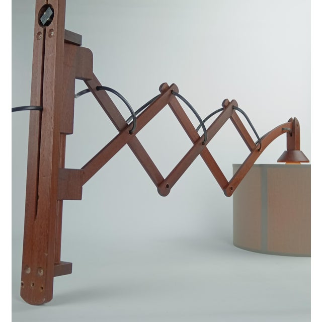 Mid-Century Modern Scandinavian Scissor Lamp in Teak, 1960s For Sale - Image 3 of 11