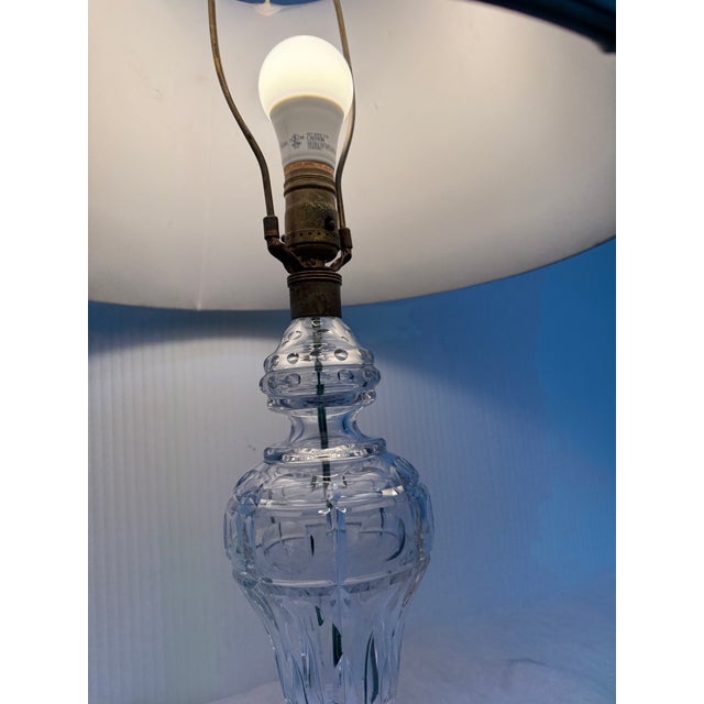 Contemporary Vintage Crystal Cut Glass Table Lamp For Sale - Image 3 of 12